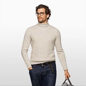 Suitsupply Mens Cashmere Blend Turtleneck Pullover Sweater Sz S Oatmeal Beige
